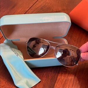 Tiffany & Co. Silver and Black Aviator Sunglasses